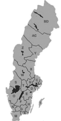 Karta �ver Sveriges l�n